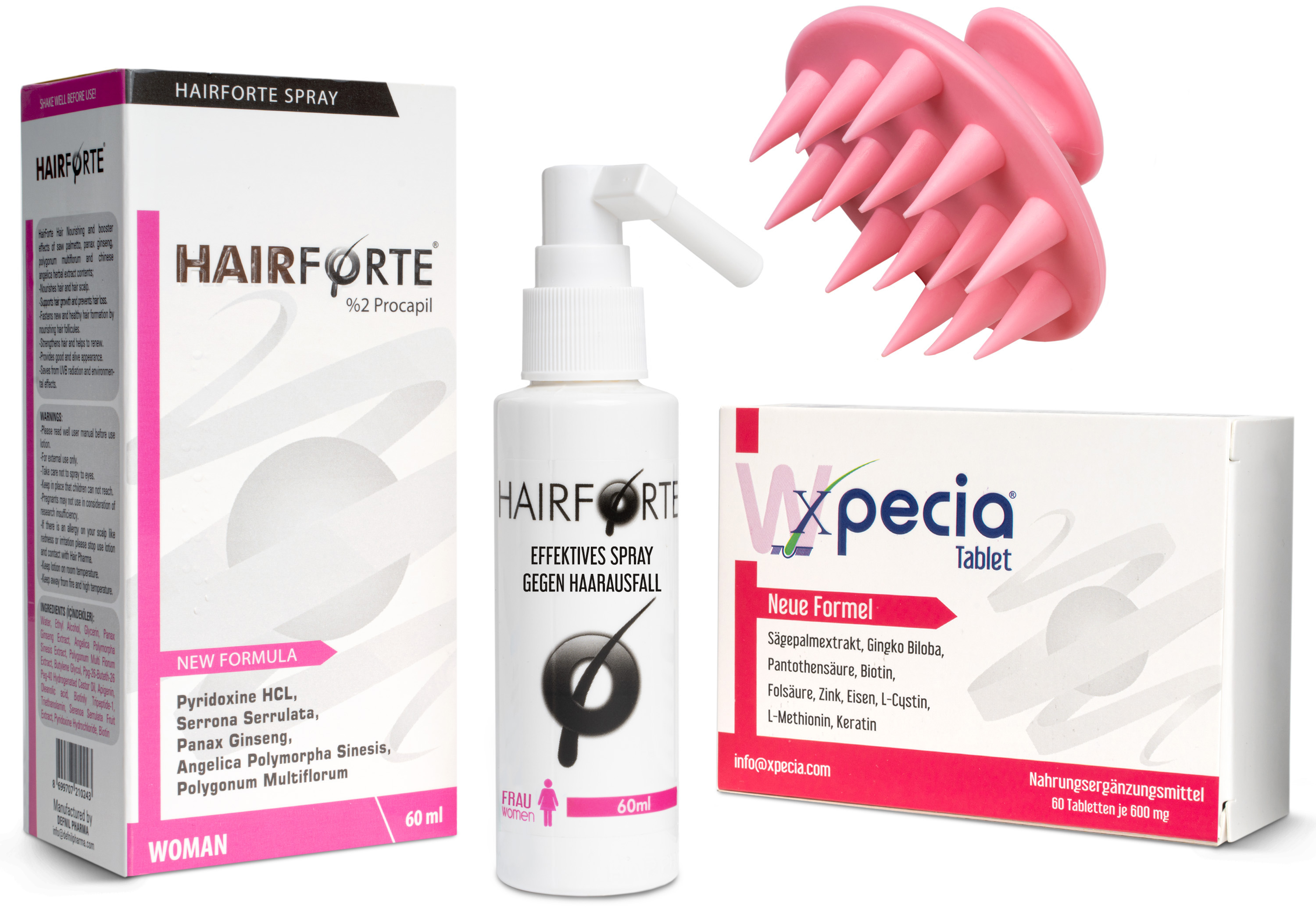 Anti Haarverlust Set. Xpecia + Hair Forte DHT Blocker Hair Growth Kit Frauen