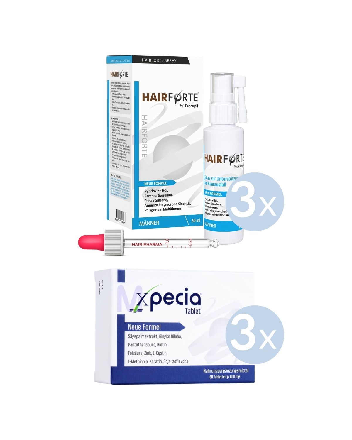 Haar-Routine Set für Männer – Xpecia Tabletten & Hairforte Spray 3 Monate