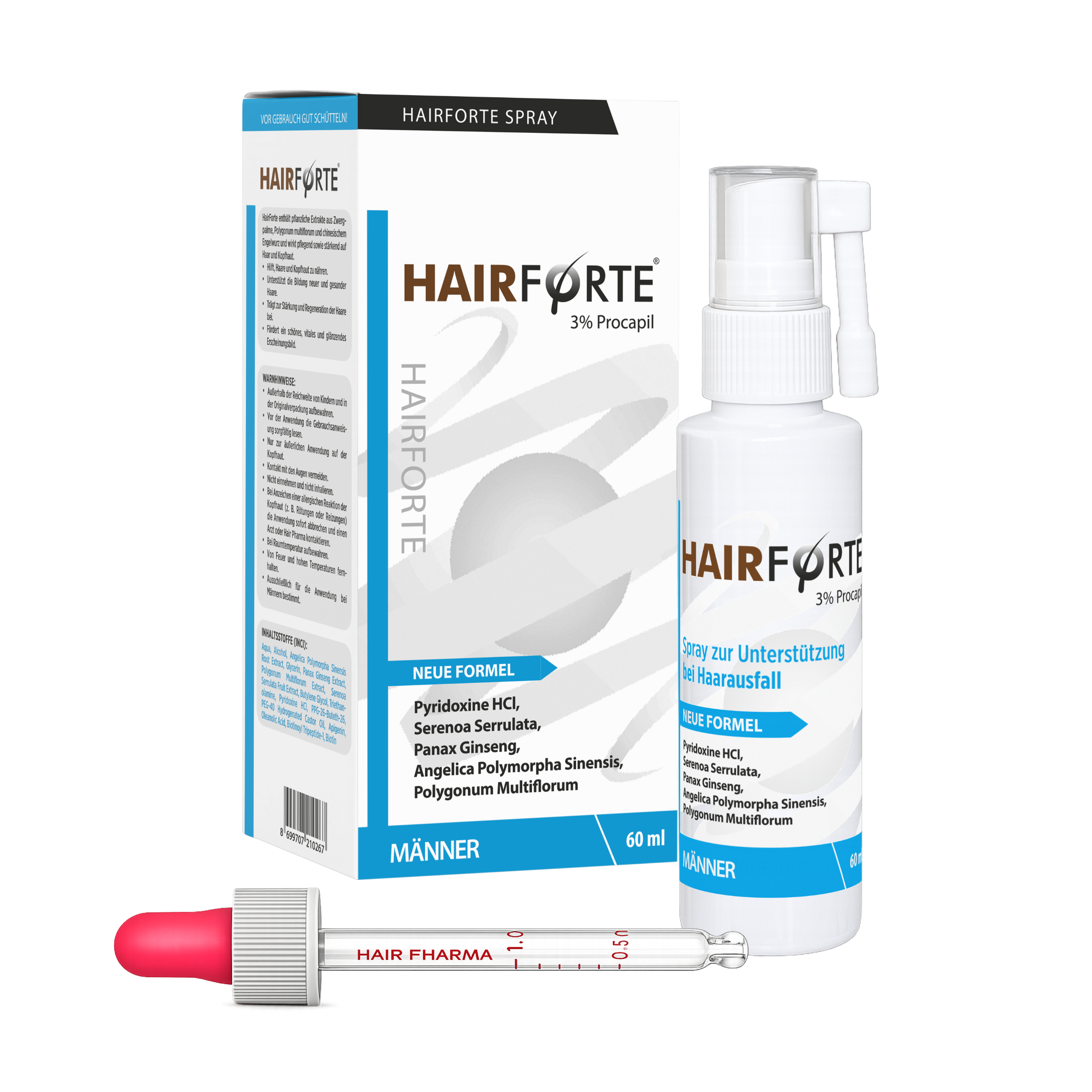 Hairforte Spray für Männer 3% Procapil gegen Haarverlust DHT Blocker 3er Set