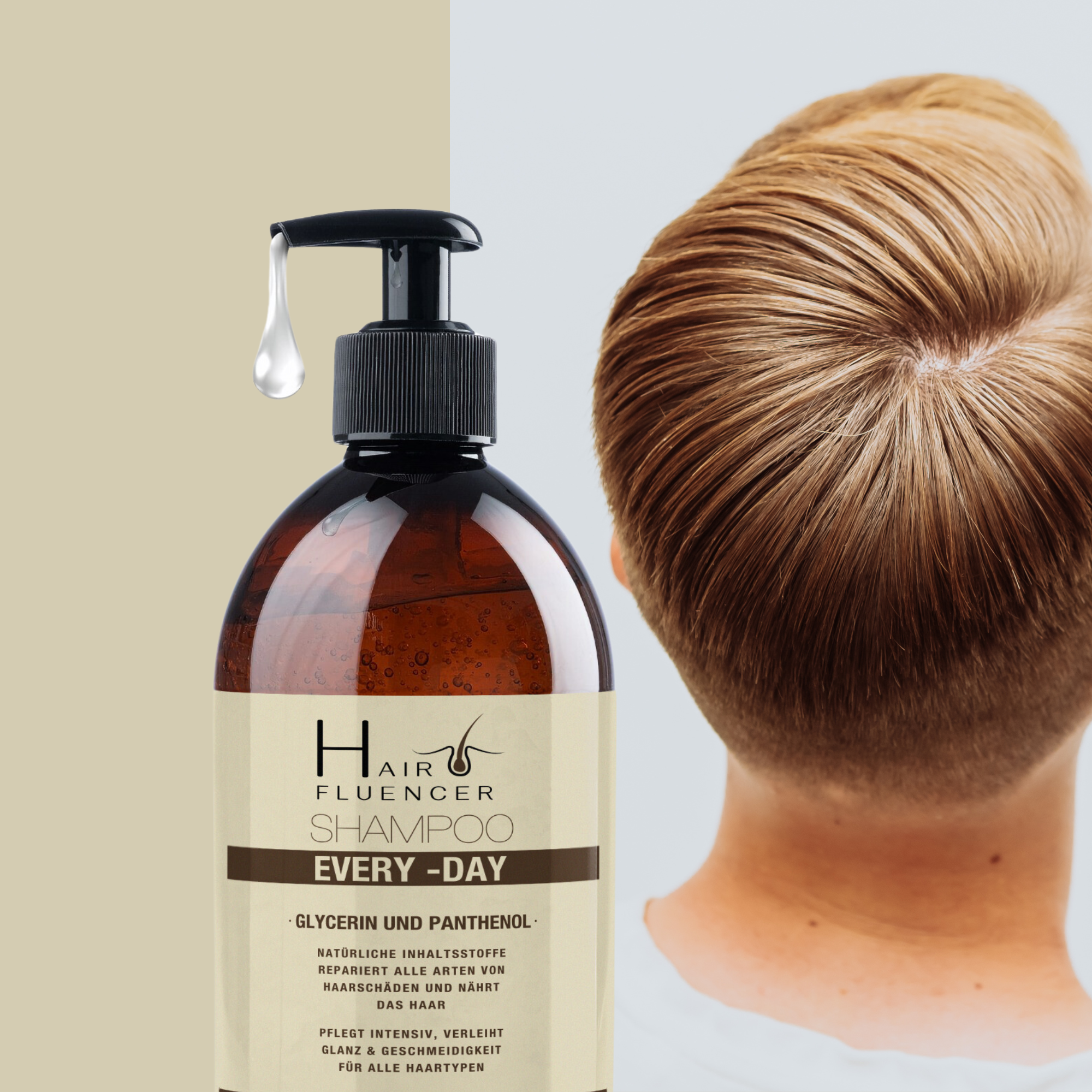 Hairfluencer Every Day Shampoo Natürliche Inhaltsstoffe Repariert alle Arten von HaarschädenpH 5.5 mit Panthenol und Glycerin