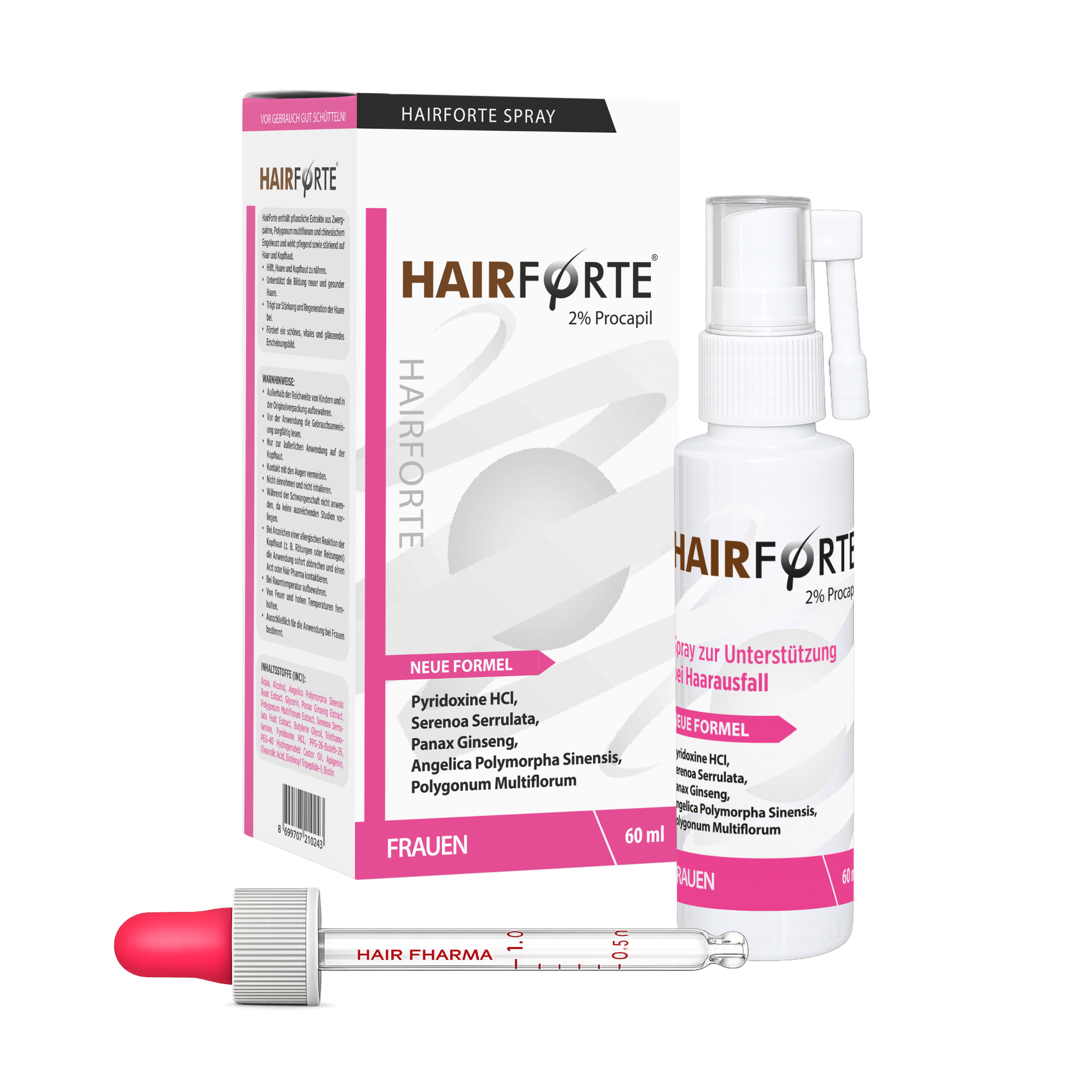 Spray Hairforte pour Femme au Procapil 2 % – Soin du Cuir Chevelu, 60 ml
