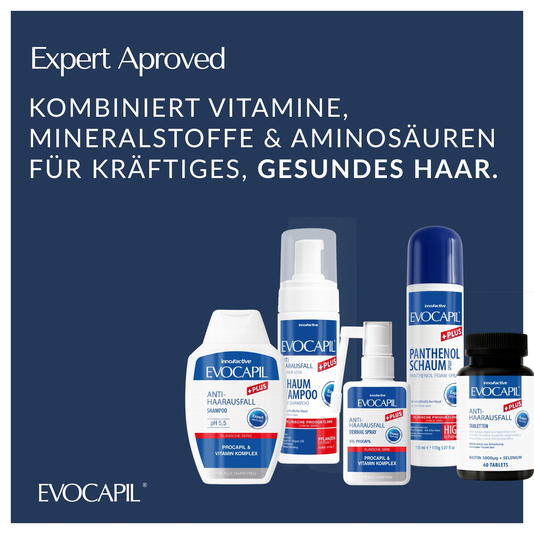 Evocapil Plus Vitamines Cheveux, 60 comprimés – avec biotine, zinc, sélénium et cuivre