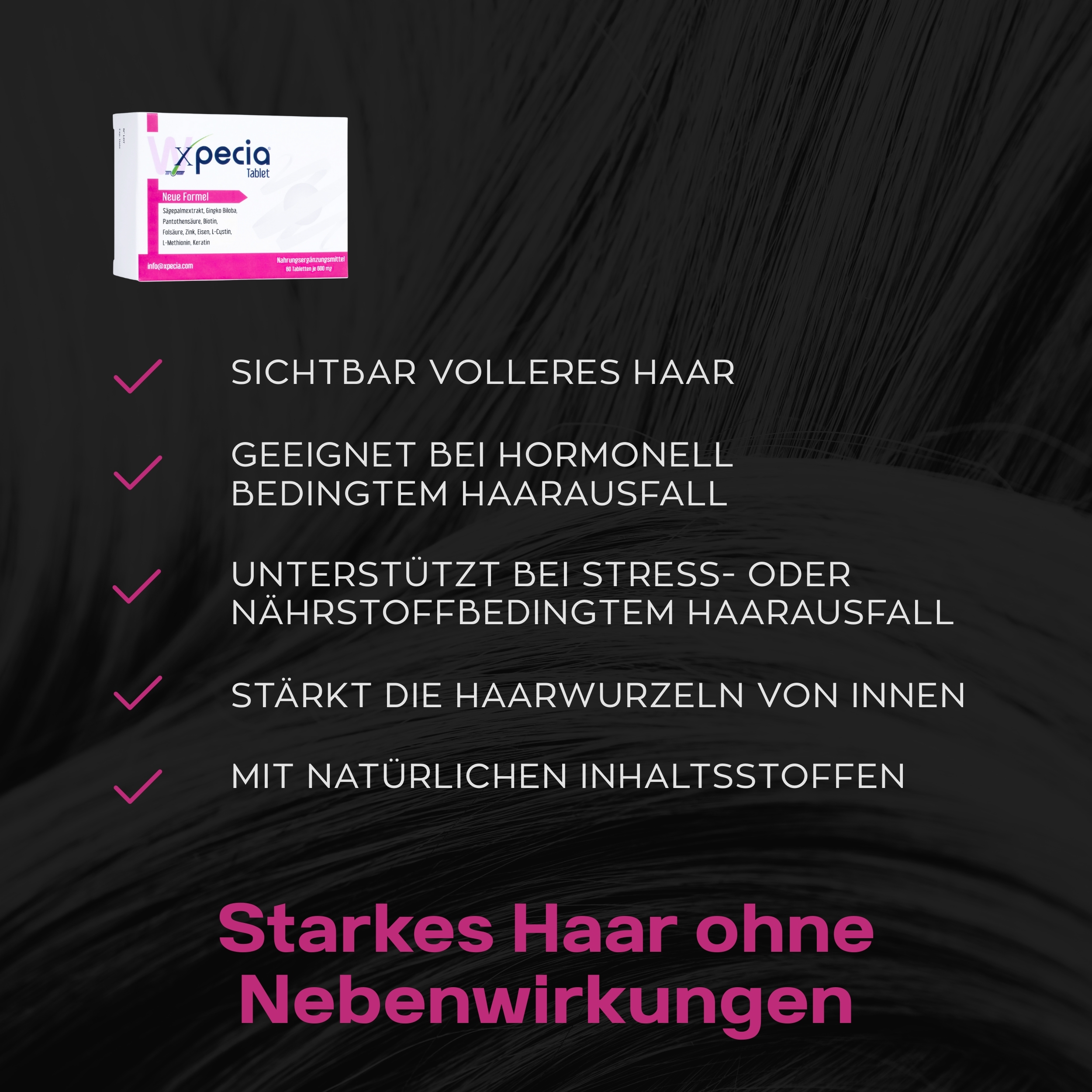 Xpecia Tabletten für Frauen – Biotin, Zink & Eisen, 60 Tabletten