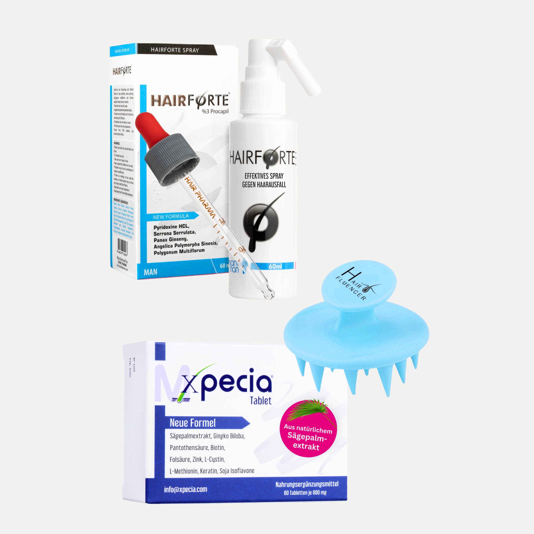 Anti Haarverlust Set. Xpecia + Hair Forte DHT Blocker Hair Growth Kit Männer