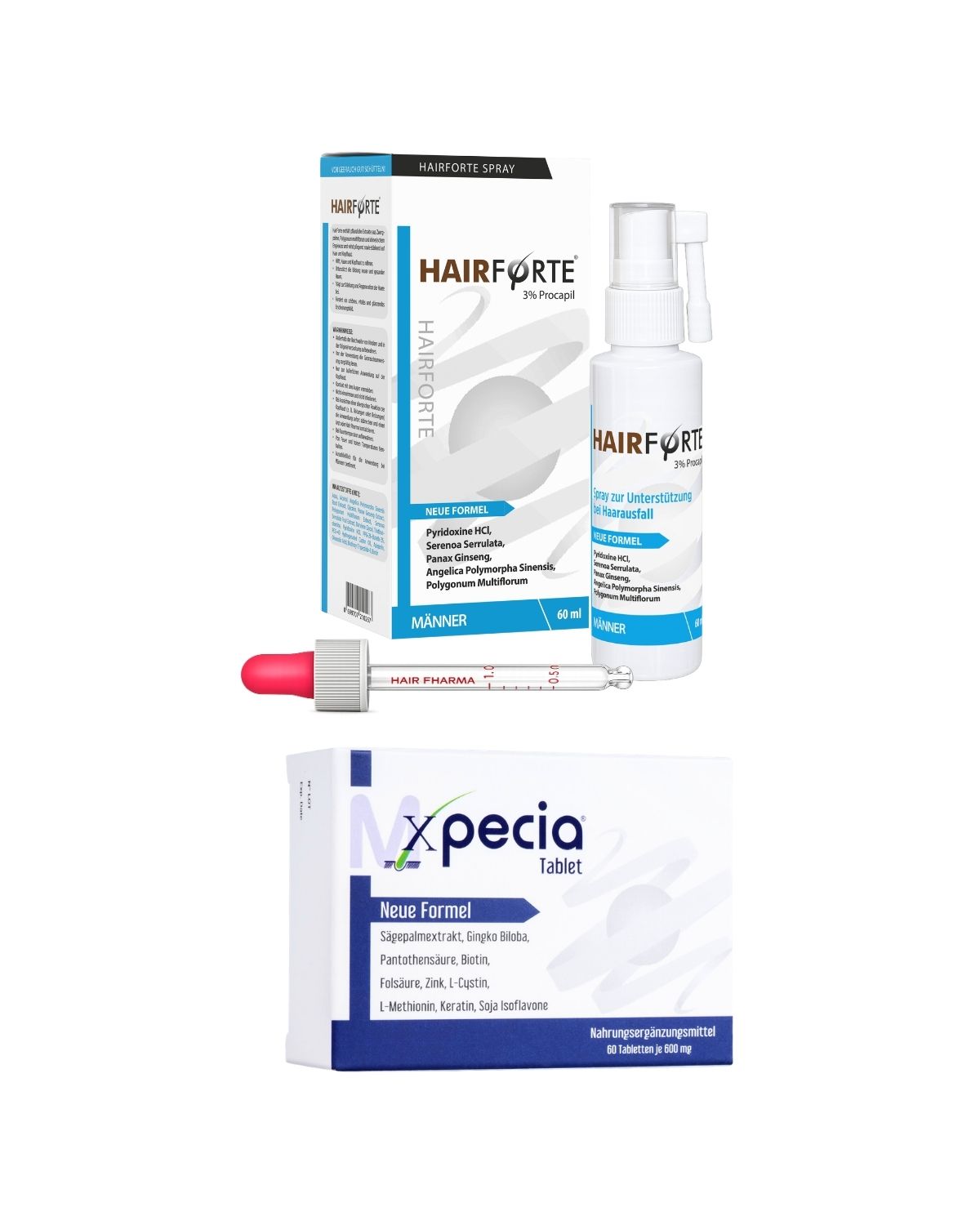 Haar-Routine Set für Männer – Xpecia Tabletten & Hairforte Spray