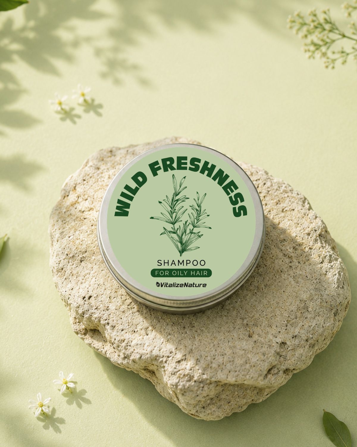 VitalizeNature Wild Freshness – Shampoo Solido per Capelli Grassi, 100 g