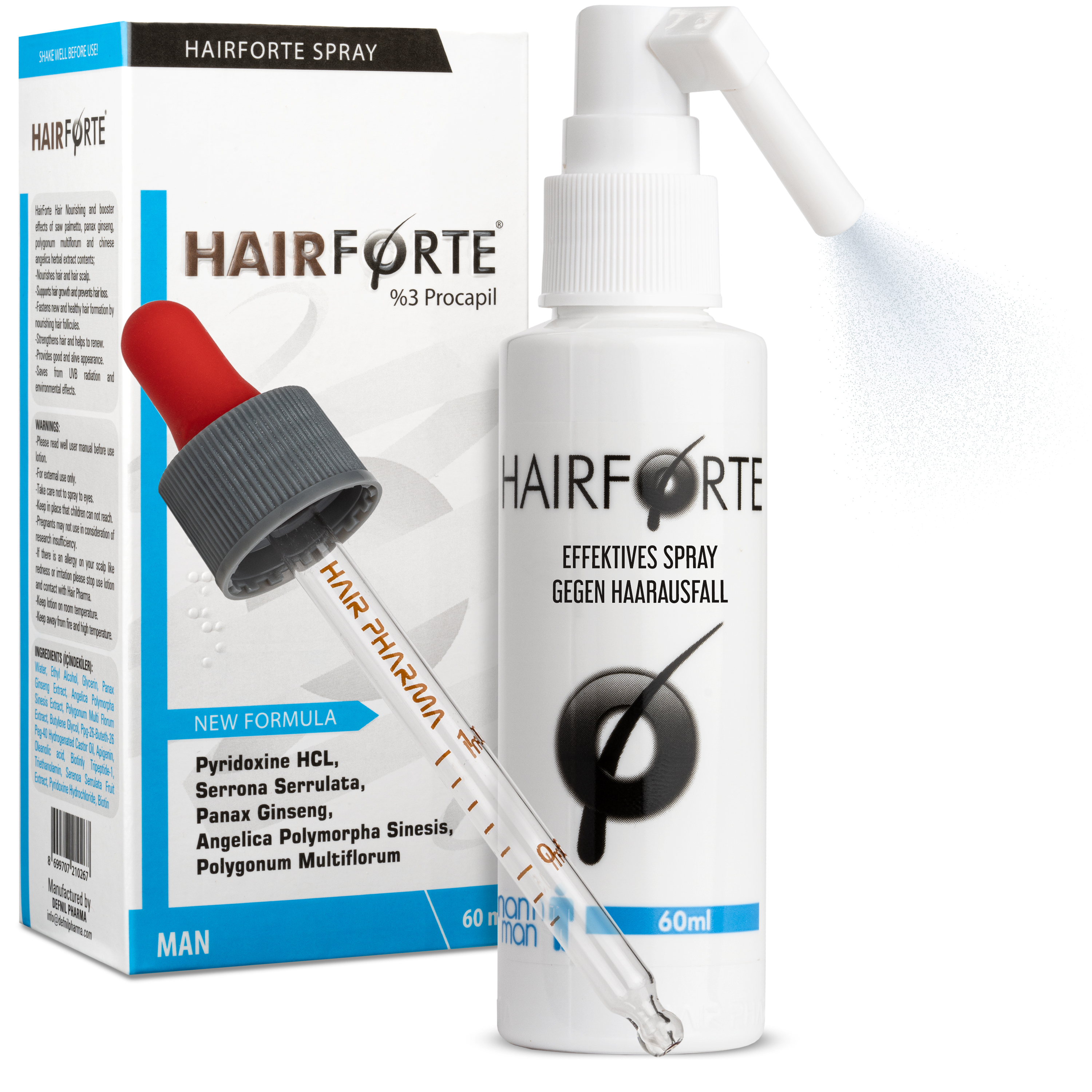 Hairforte Spray für Männer 3% Procapil gegen Haarverlust DHT Blocker