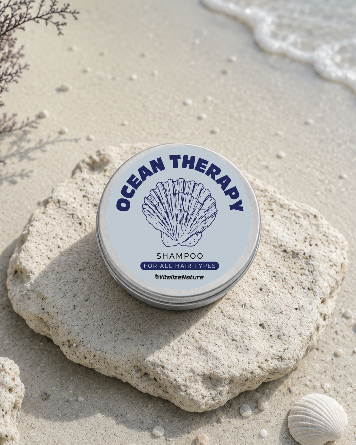 VitalizeNature Ocean Therapy Shampoo Solido – Alghe e Olio d'Oliva, 100 g