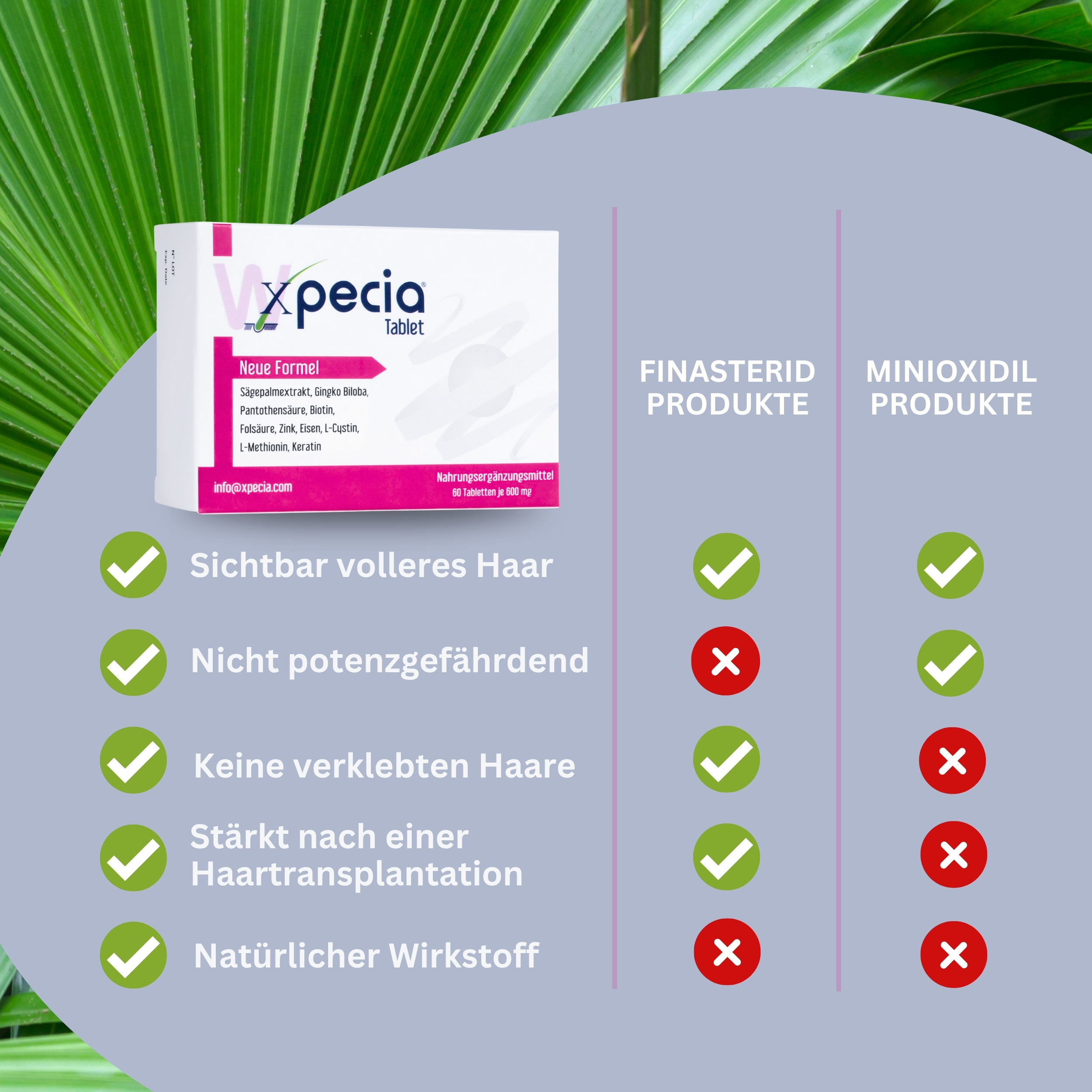 Xpecia Tabletten für Frauen – Bei Haarausfall durch Hormone, Stress oder Nährstoffmangel - 6 Stück