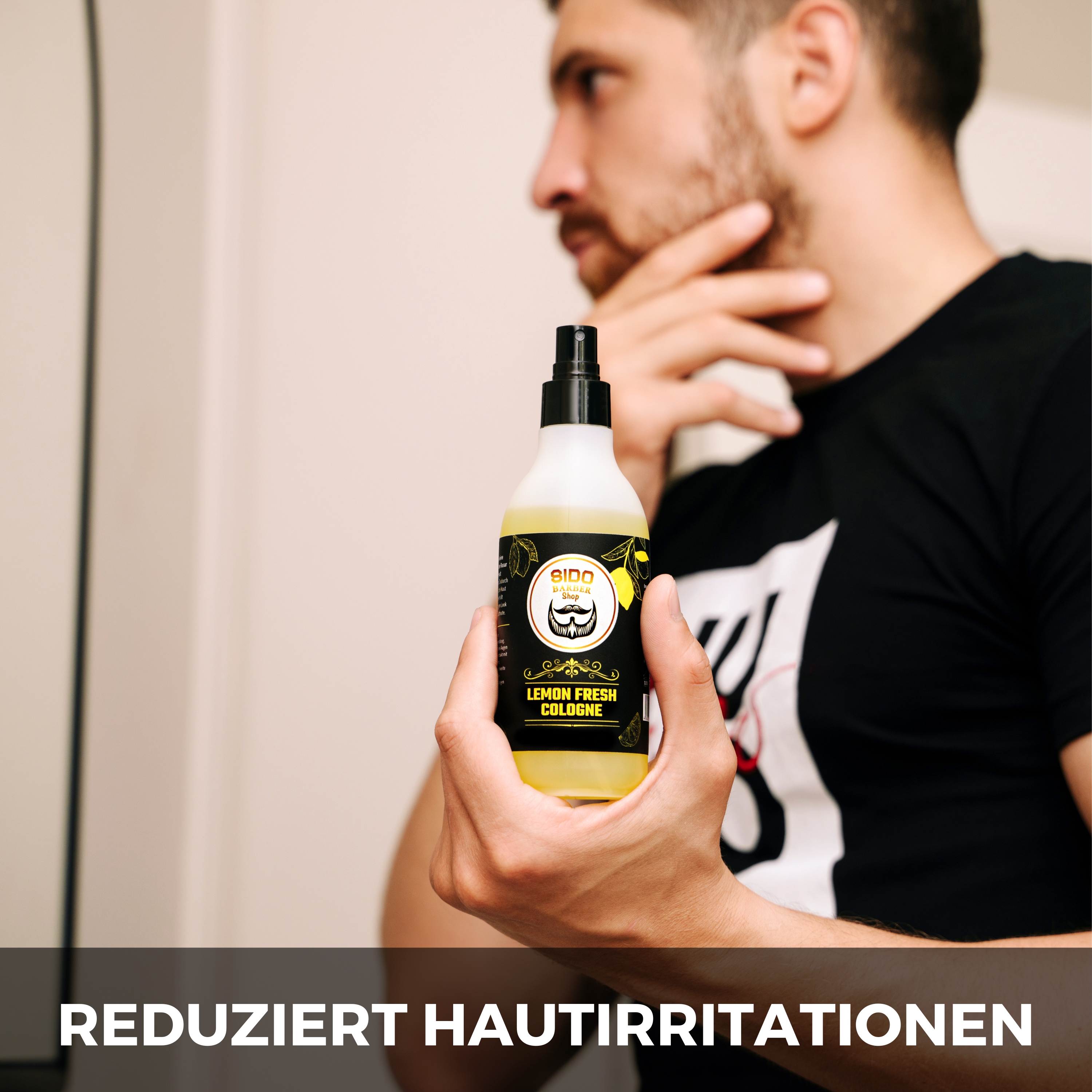 SIDO BARBER Cologne Spray After Shave Herren (250ml, Fresh Lemon) - Barber Spray for Men nach der Rasur - Rasierwasser Spray zur Pflege nach der Rasur - Beruhigt die Haut nach dem Rasieren