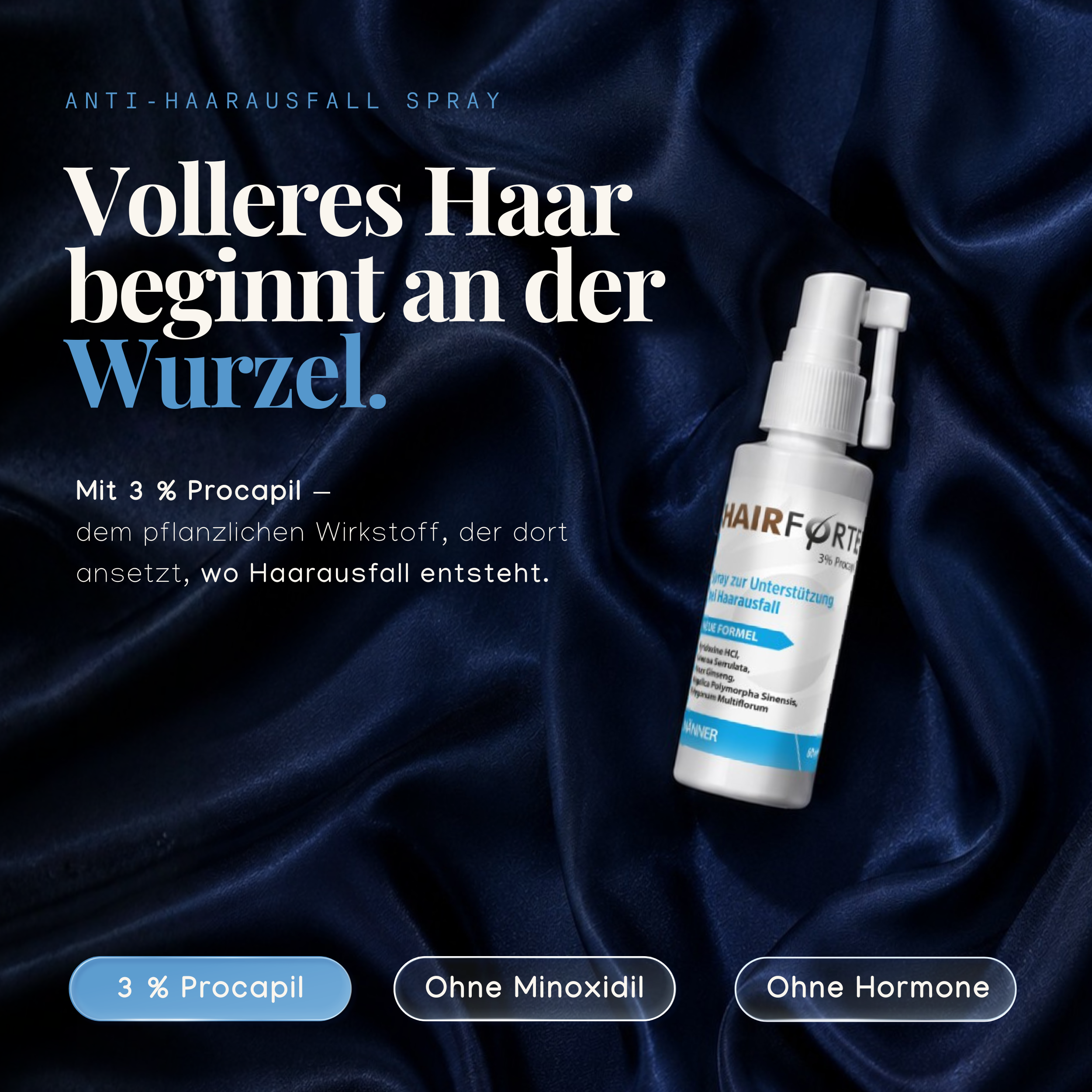 Hairforte Spray für Männer 3% Procapil gegen Haarverlust DHT Blocker 3er Set