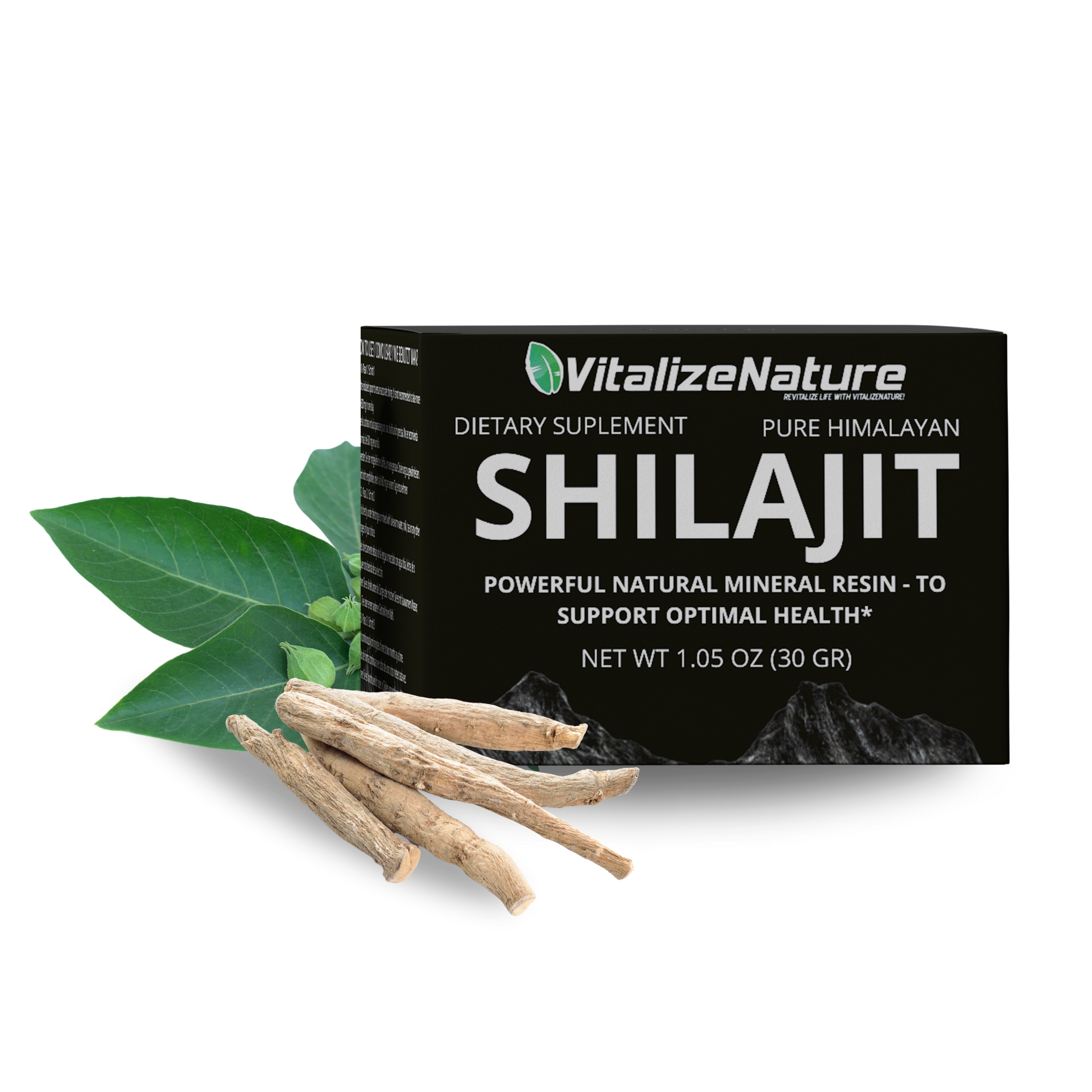 3x VitalizeNature - Shilajit - 30g Shilajit Original + Ashwagandha - natürliches Himalaya Shilajit - 500mg Shilajit Resin pro Tagesdosis & 100mg Ashwanganda