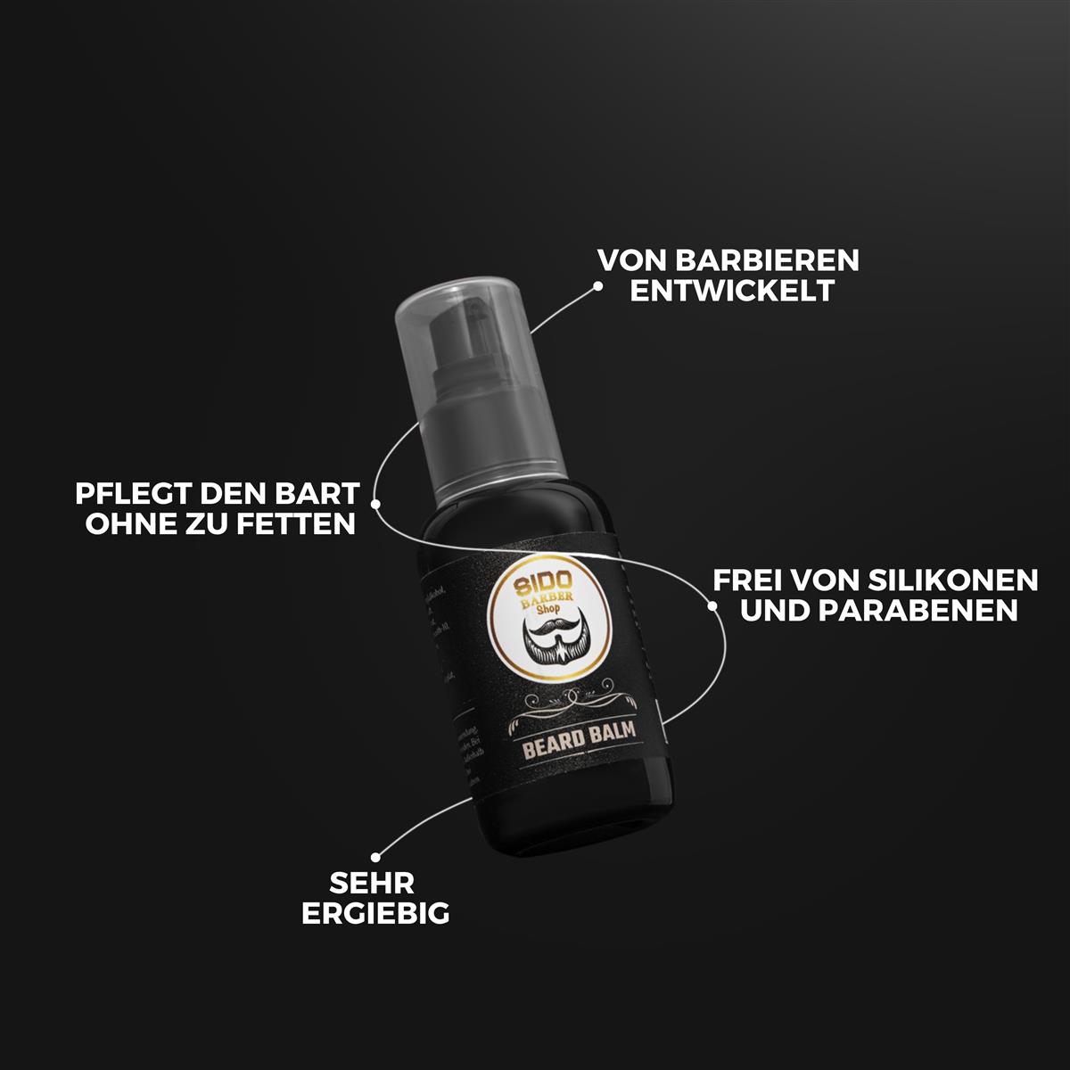 SIDO BARBER After Shave Balsam mit Aloe Vera (100ml, Zitrusduft) - Bart Balsam zur Pflege & nach der Rasur - Aftershave Beard Balm für Herren mit Kokosöl & Jojoba Öl - Bart Creme for Men