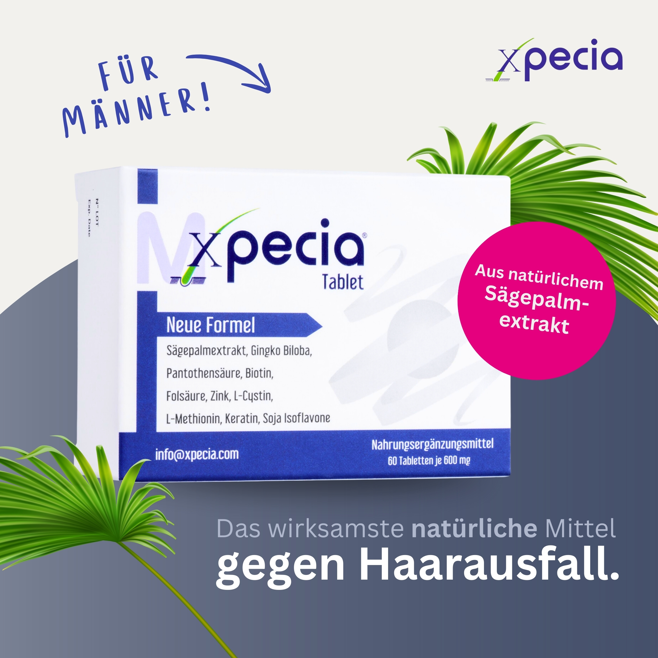 Xpecia Tabletten für Männer – Natürlicher DHT-Blocker gegen Haarausfall - 6 Stück