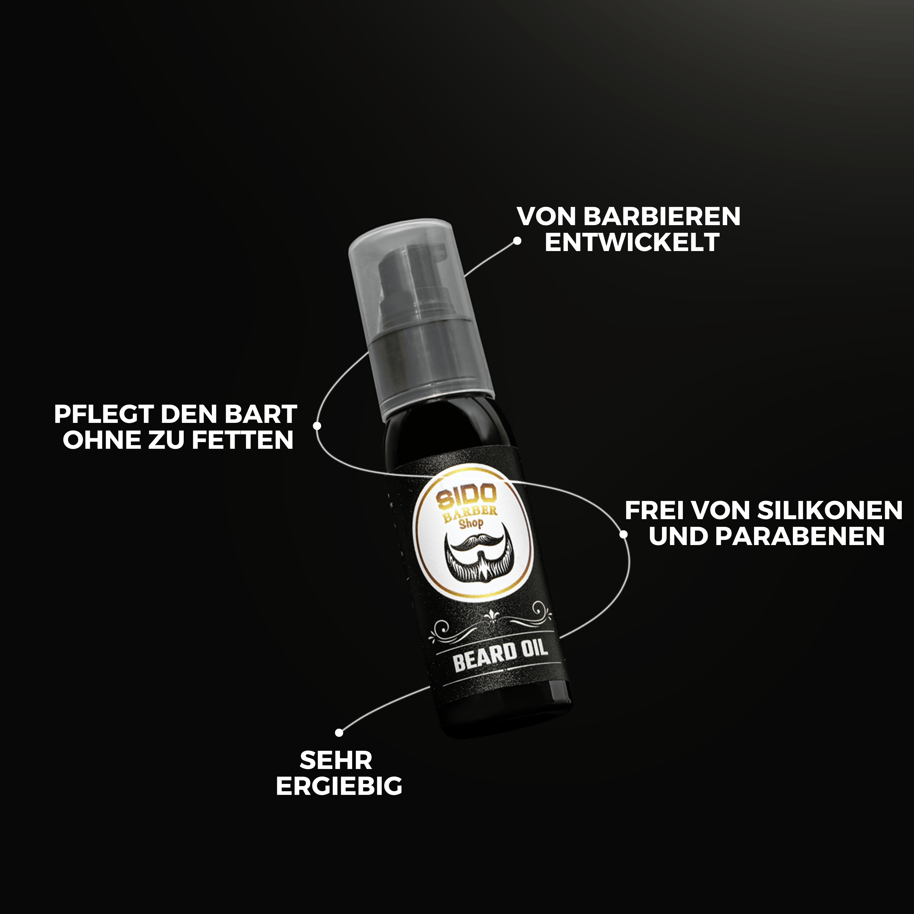 SIDO BARBER Bartöl Herren mit Arganöl & Vitamin E (60ml, Zitrusduft) 