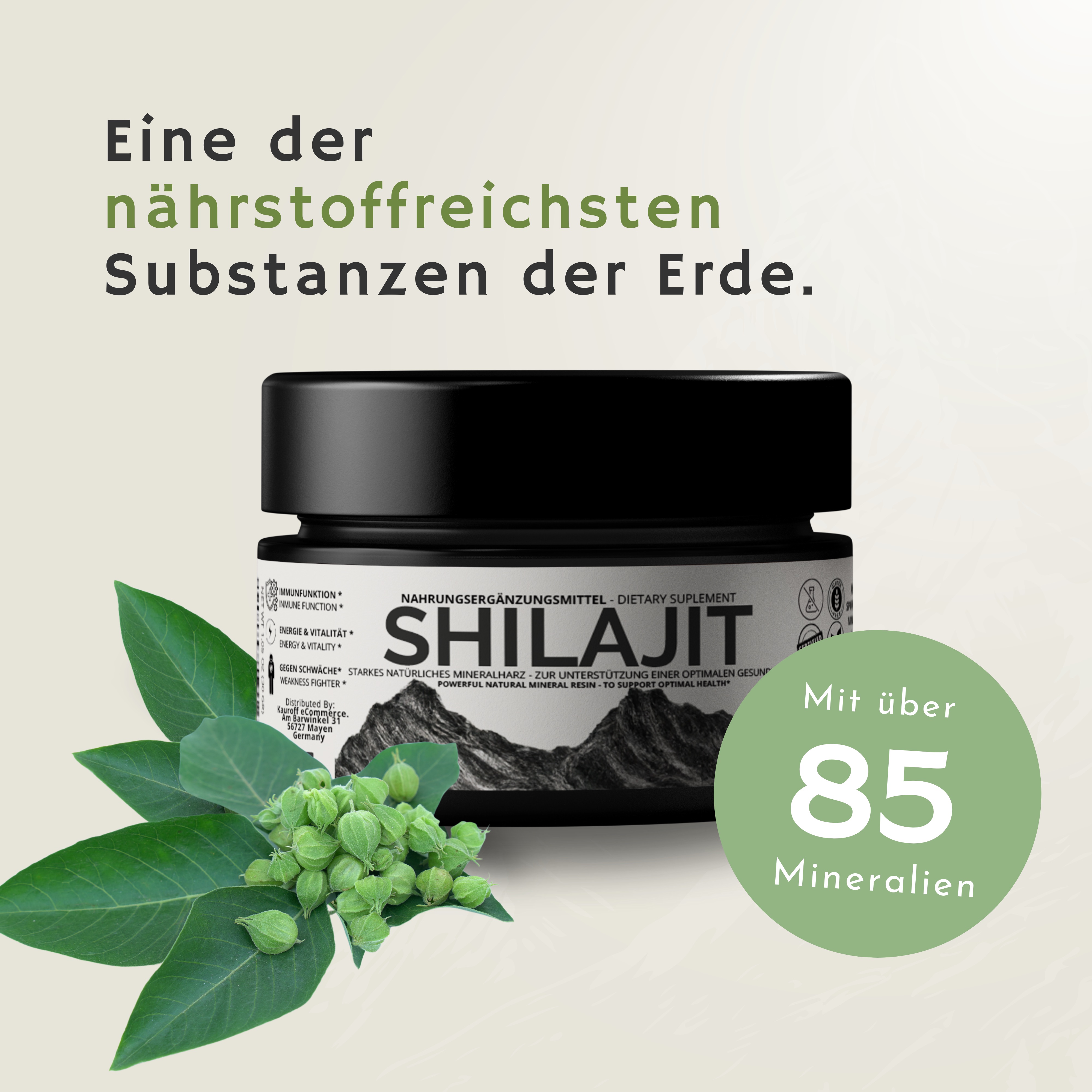 VitalizeNature - Shilajit - 30g Shilajit Original + Ashwagandha - natürliches Himalaya Shilajit - 500mg Shilajit Resin pro Tagesdosis & 100mg Ashwanganda - Shijalit & Ayurvedischer Kräutermischung #1