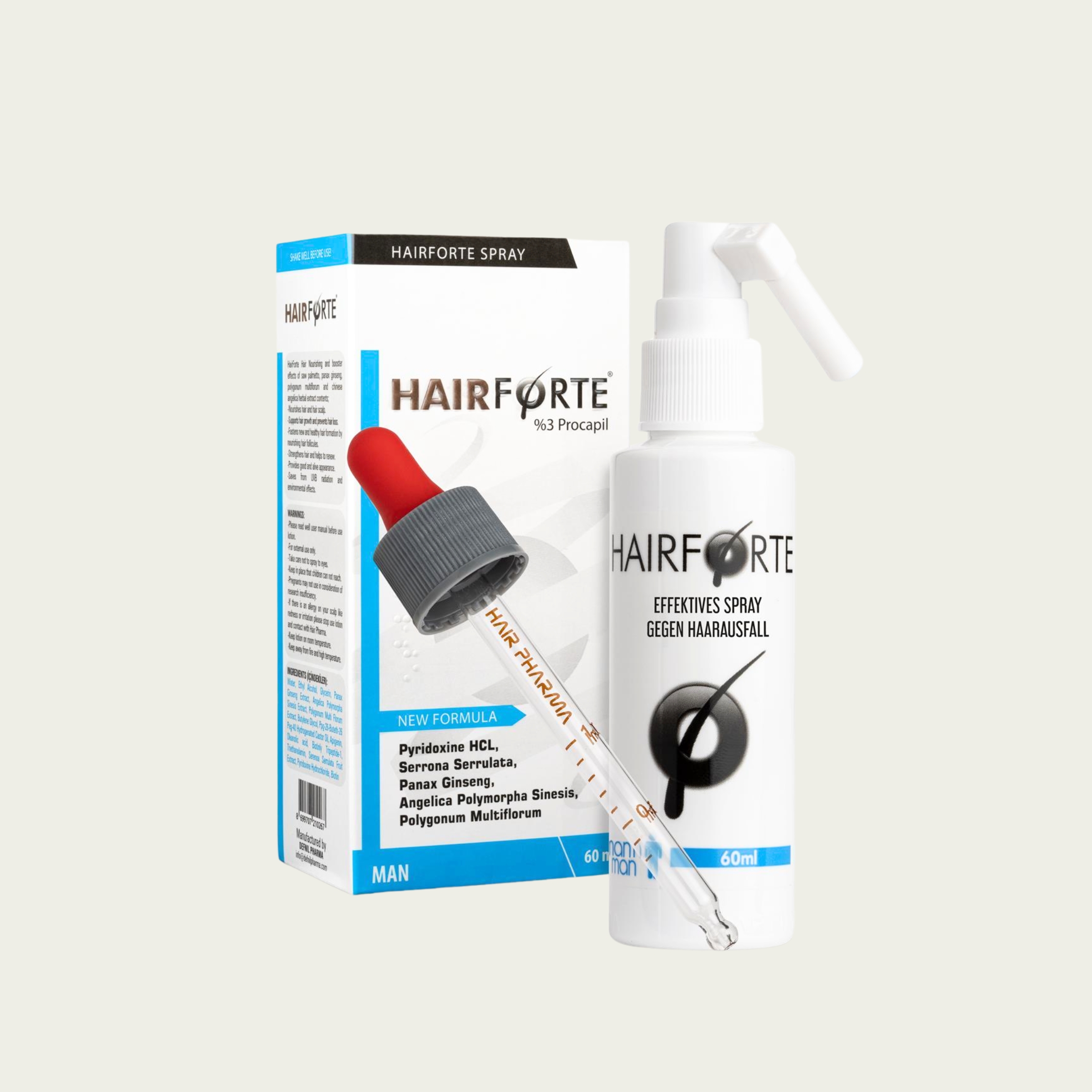 Hairforte Spray für Männer 3% Procapil gegen Haarverlust DHT Blocker 3er Set