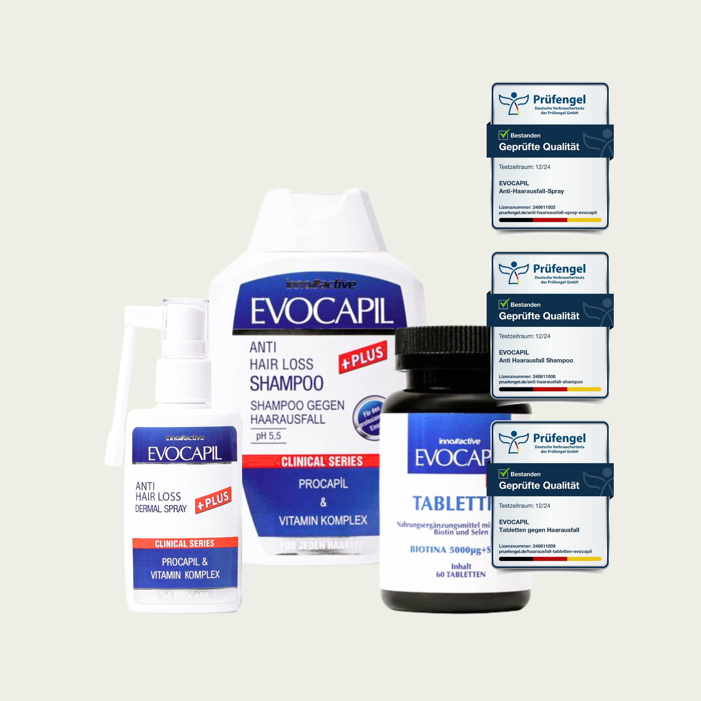 Coffret Soin Capillaire Evocapil Plus – Cure 1 Mois (Shampooing, Spray & Vitamines)