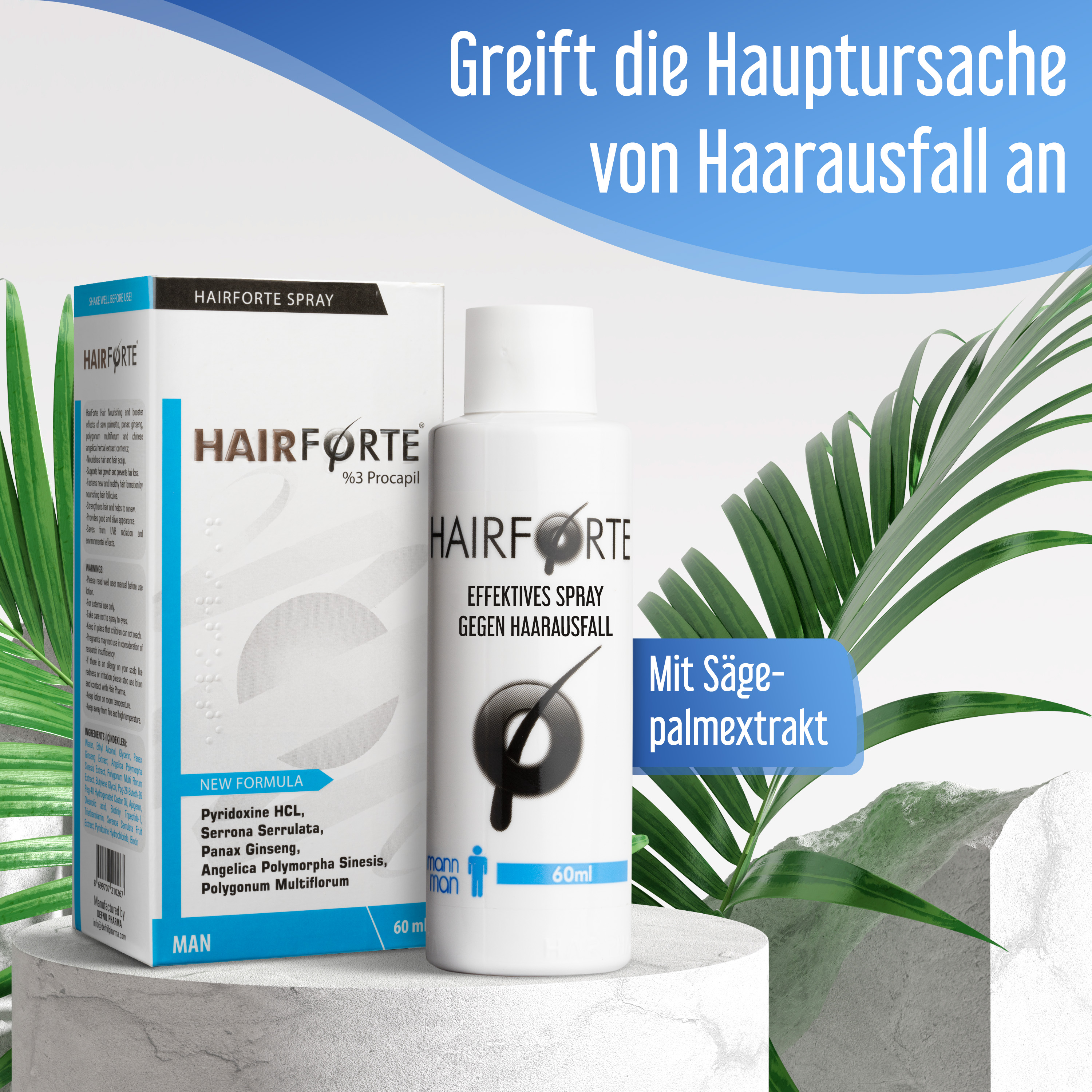 Hairforte Spray für Männer 3% Procapil gegen Haarverlust DHT Blocker