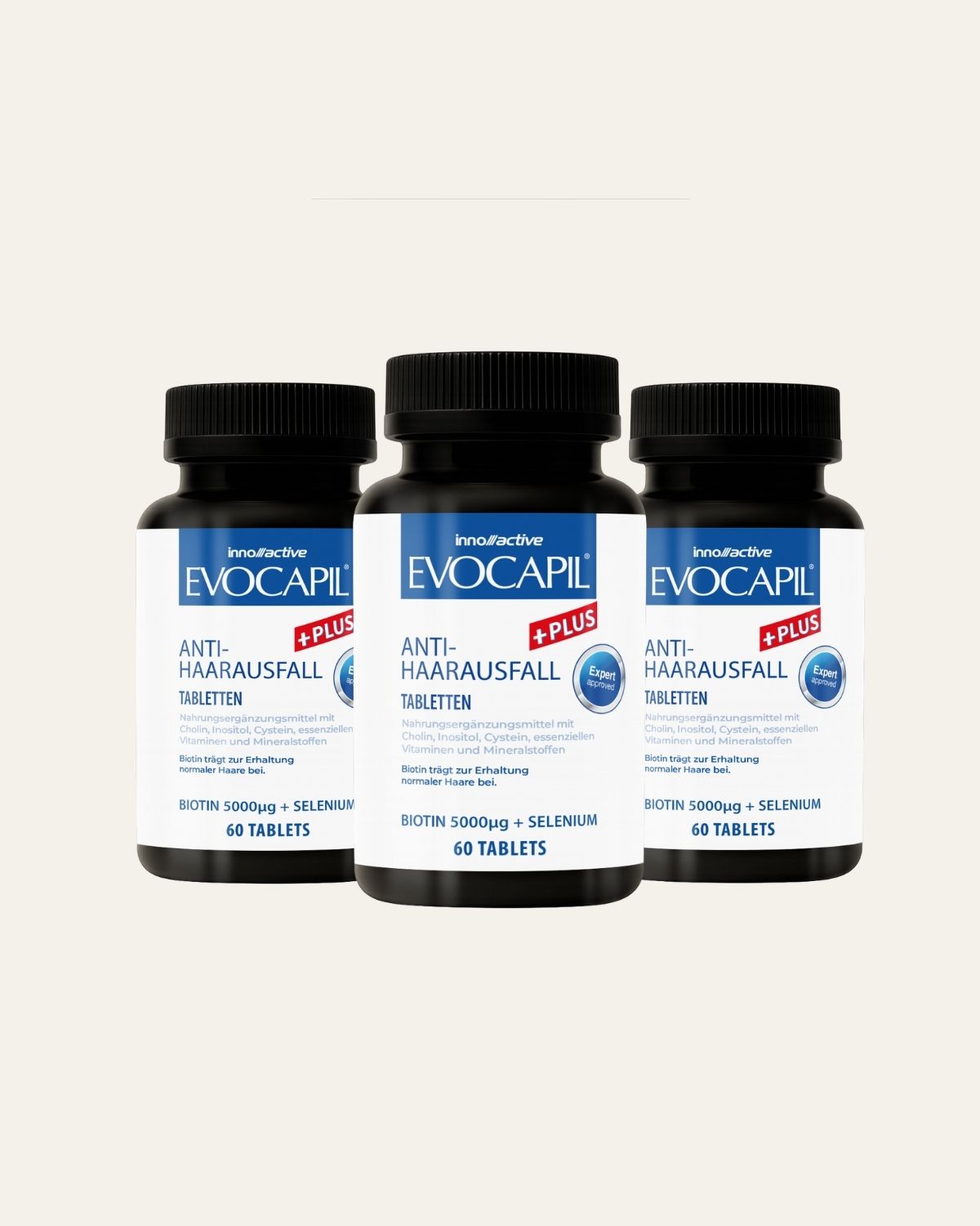 Evocapil Plus Vitamine per Capelli, 3x 60 compresse – con Biotina, Zinco, Selenio e Rame – per Uomo e Donna