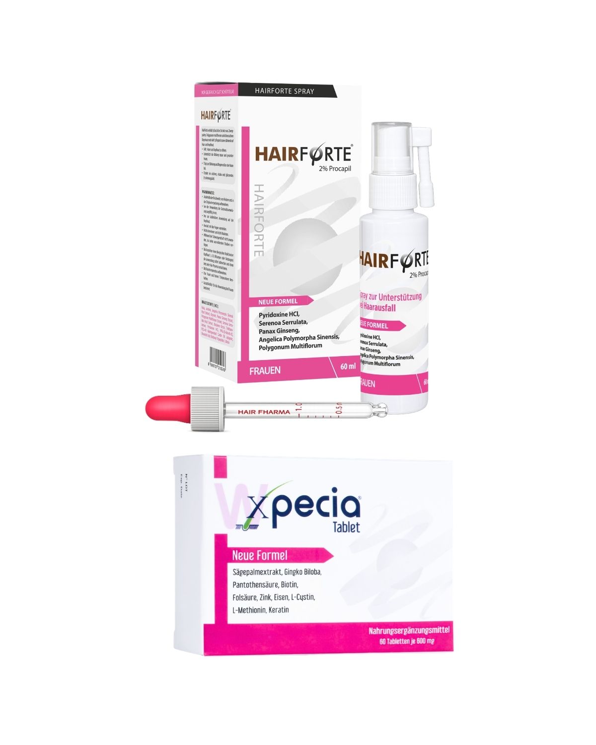 Haar-Routine Set für Frauen – Xpecia Tabletten & Hairforte Spray