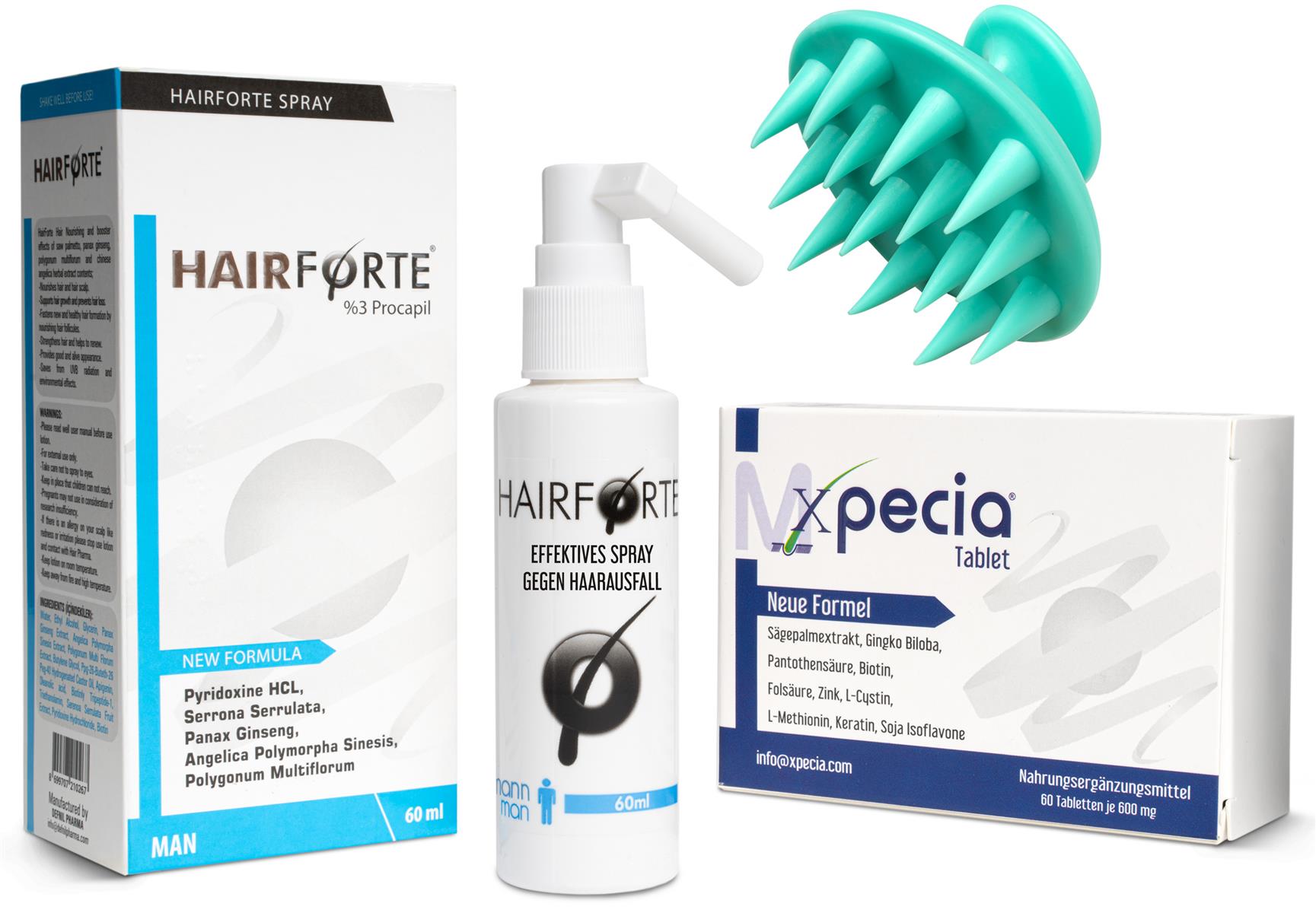 Anti Haarverlust Set. Xpecia + Hair Forte DHT Blocker Hair Growth Kit Männer